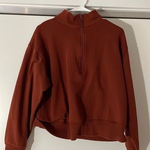 Crop quarter zip burnt orange sweater